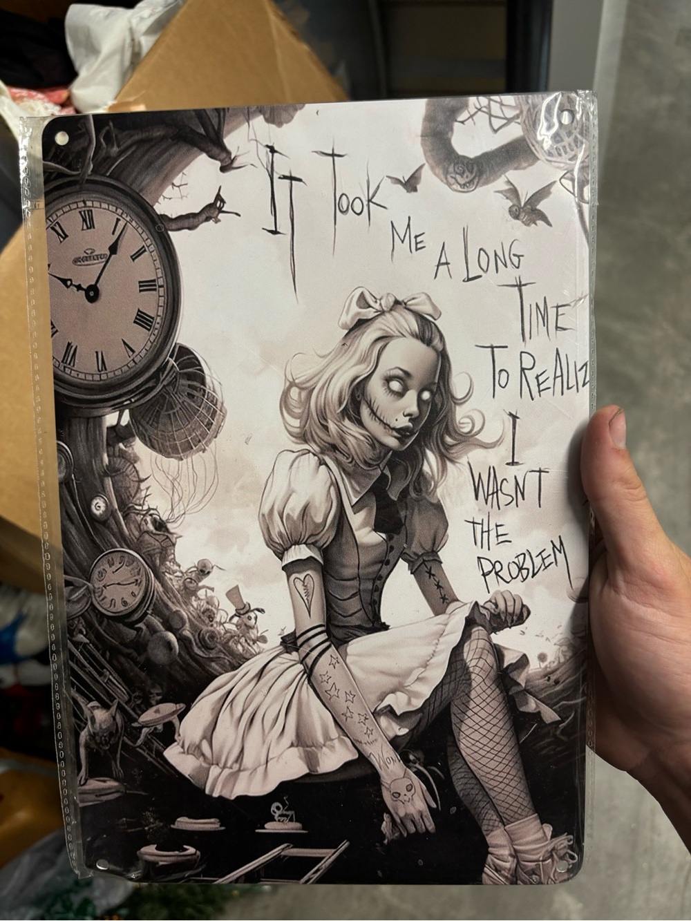 Alice in Wonderland Alice Art Print "It Took Me A Long Time To Realize" B&W